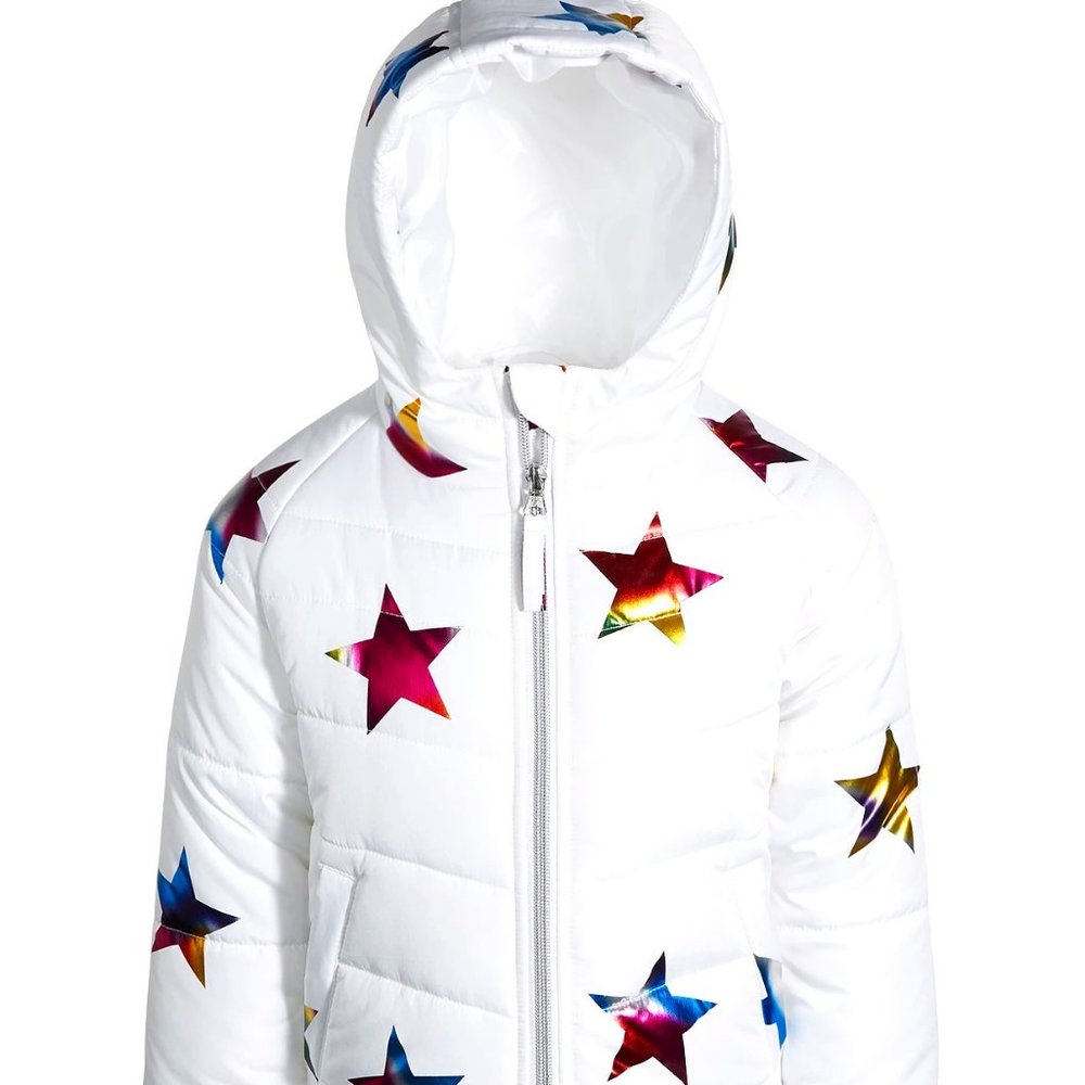 S Rothschild & CO Big Girls White Gold Star Puffer Coat